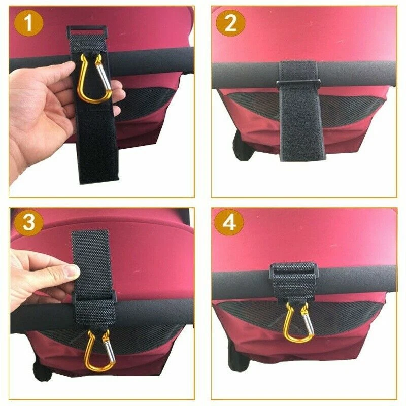 3pz Bambino Passeggino Clip Metallo Buggy Clip Passeggino Gancio Auto Moto Ganci - Immagine 3 di 4