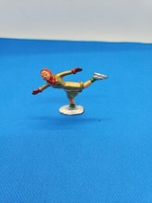 Vintage Barclay lead girl figure ice skater in Gold with Red Accents