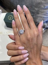 Cushion Lab-Created Diamond Engagement Ring 3.36ct E/VVS2 14K White Gold Halo