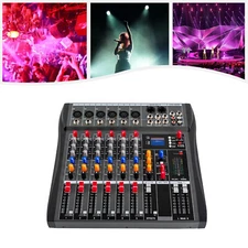 Professional Digital 6Channel Bluetooth Live Studio Audio Mixer Power Mixing USB