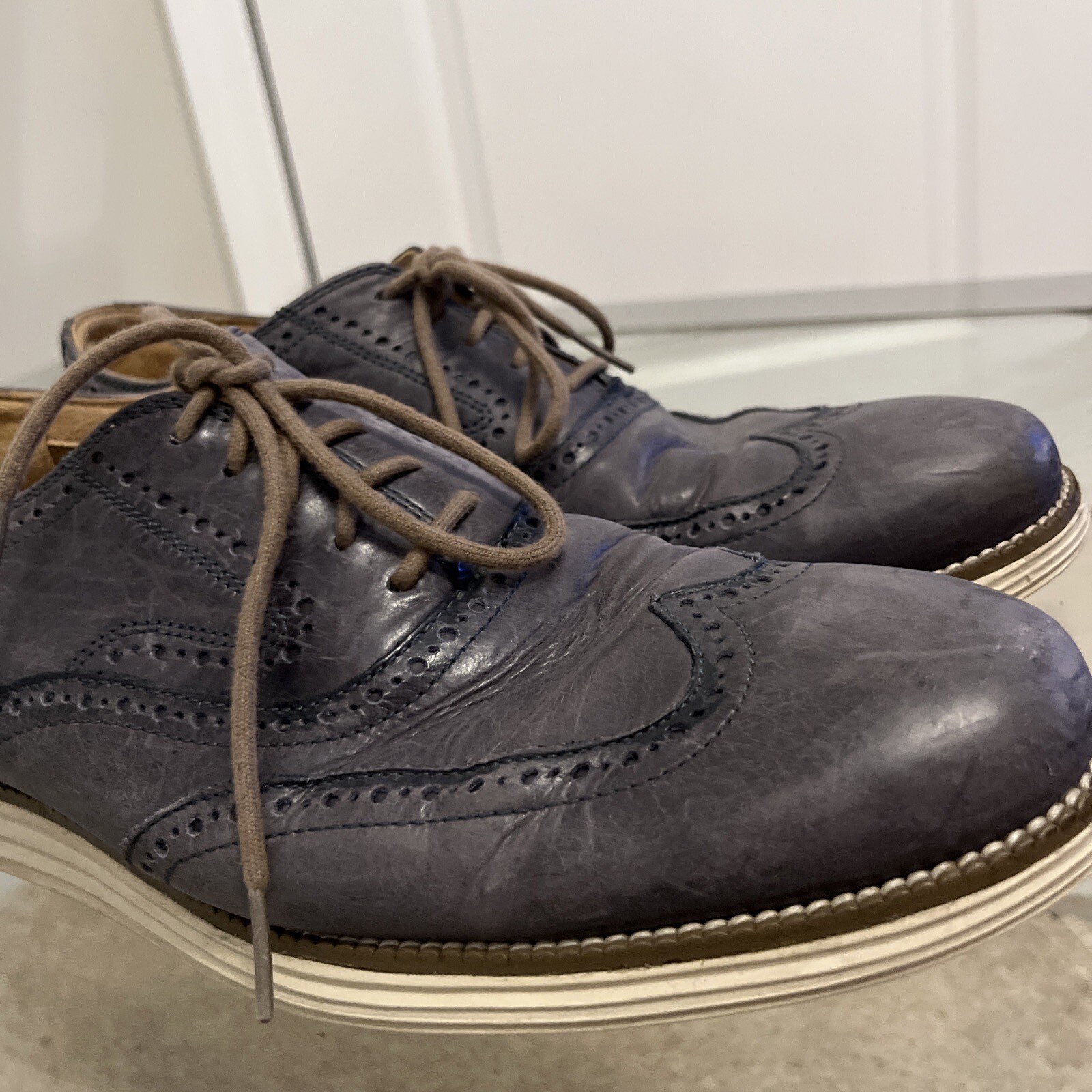 SAOLA Scarpe eleganti Cole Haan Grand OS Wingtip II Oxford grigio scuro C21233 taglia 10 5