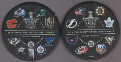 2019 ALL 16 TEAM LOGOS NHL STANLEY CUP PLAYOFFS PUCK BLUES BOSTON VEGAS #A0L_#6L