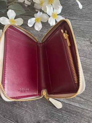 Coach Small Zip Around Wallet Signature Canvas With Snowflake