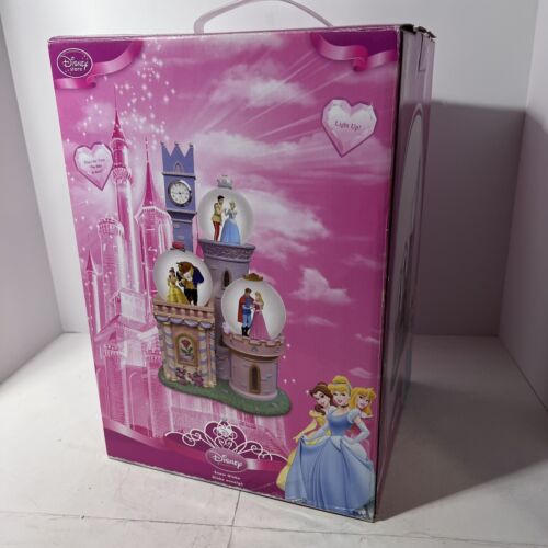 Disney Store Princess Clock Tower lighted 3 Snow Globes NIB - Picture 2 of 8