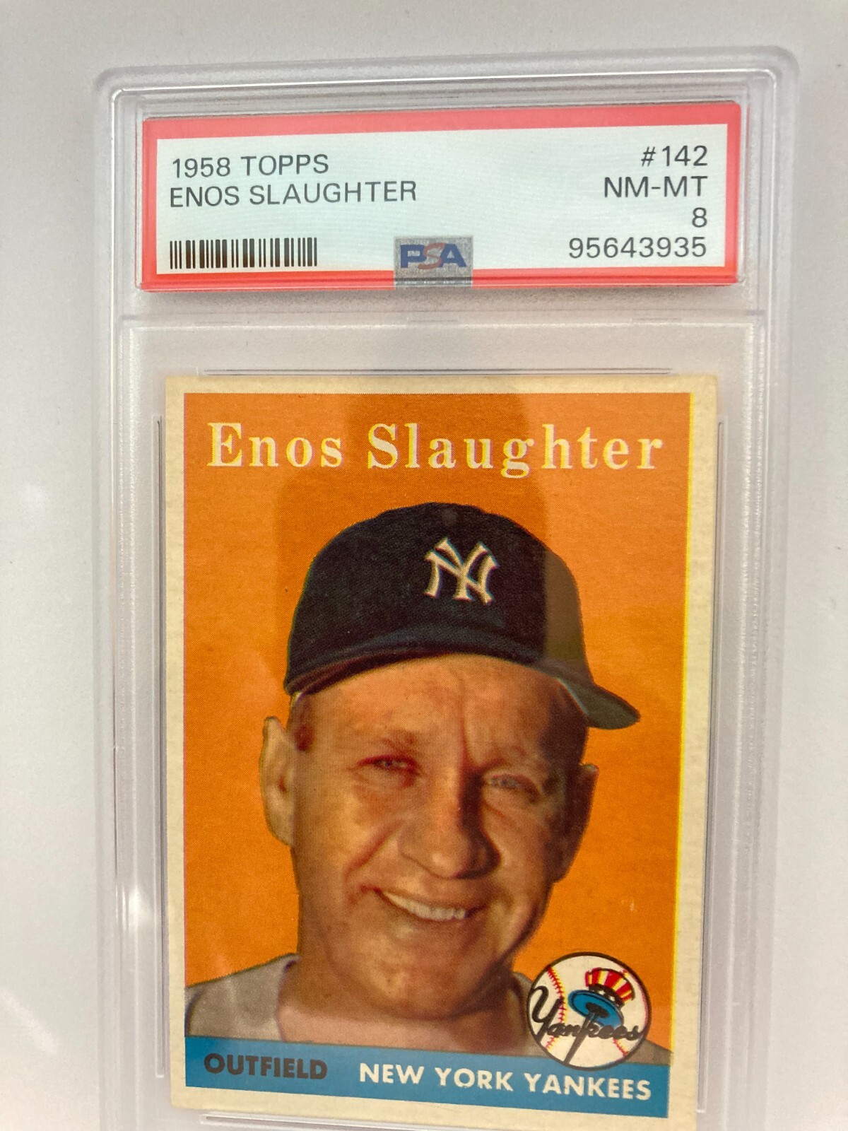 1958 Topps - #142 Enos Slaughter PSA 8 NM-MT