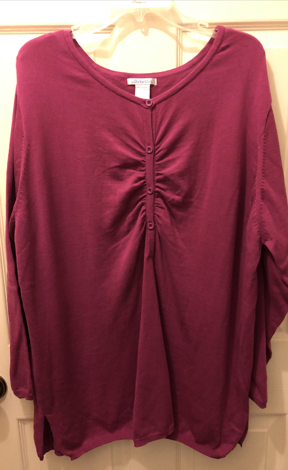 Silhouette Top  Size 2X LS Partial Button Tunic L… - image 1