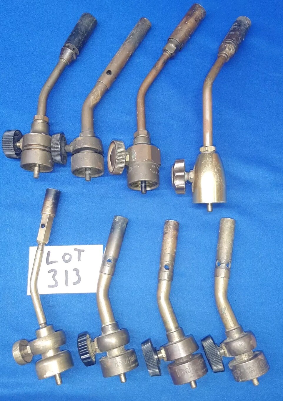 Lot Of 8 Vintage BernzOmatic Hott Mag Torch Otto Turner Brass Torch Head Valves