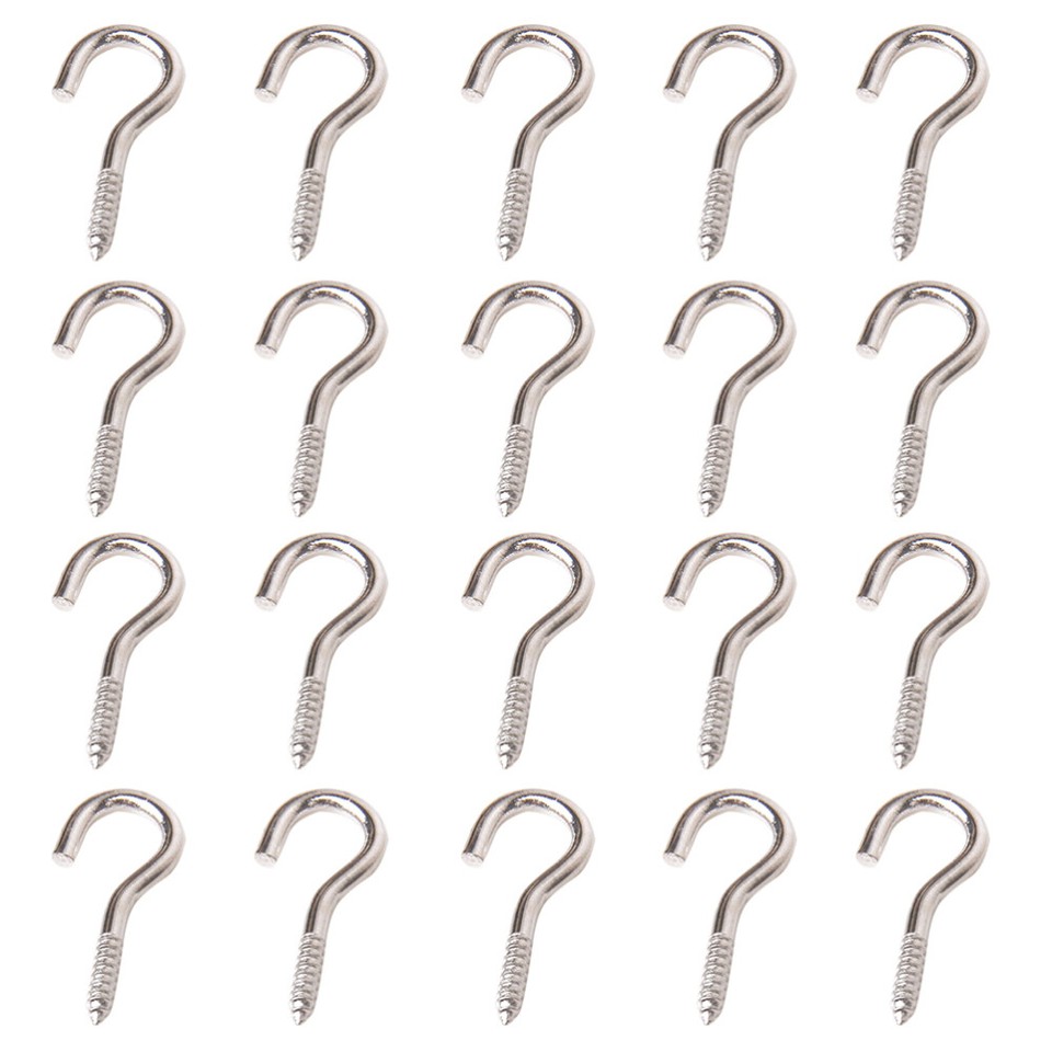 100 Pcs Metal Screw Hooks Nickel Plating Screwin Hooks Hanging Hooks