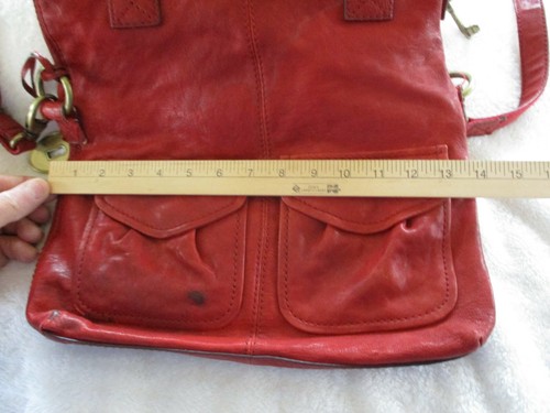 Fossil Long Live Vintage Red Leather Crossbody Shoulder Purse Bag w Key - Picture 12 of 12