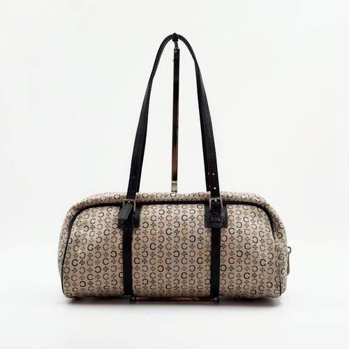 Celine Vintage C Macadam Monogram Canvas Shoulder Bag Boston Style
