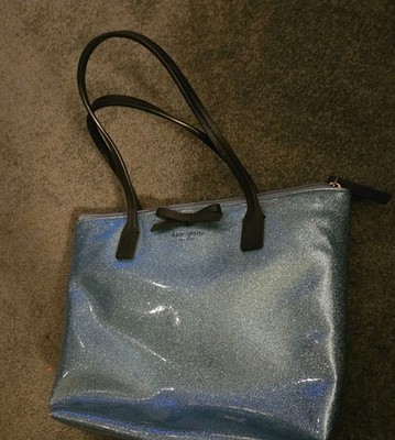 New KATE SPADE Mavis Street Jeralyn glitter blue purse handbag tote