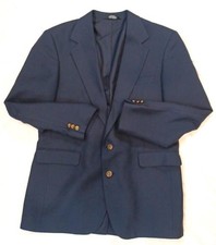 Haggar Gentlemans Fit Navy Sport Coat Suit Blazer Mens 42L Gold Buttons Classic