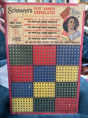 Antique SCHRAFFT'S CHOCOLATES Large Bar Game Board Punch Gambling