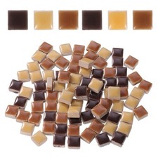 205pcs Square Ceramic Mosaic Tiles Bulk Stained Mosaic Tiles 200g Mixed Coffee
