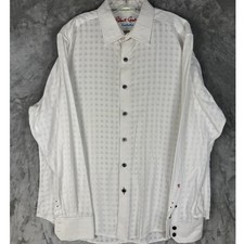 Robert Graham Exclusive Mens White Checker Pattern Long Sleeve Shirt XL