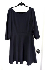 Eliza J navy blue balloon sleeve knee length dress 16 NWT office crepe