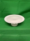 Vintage Fenton White Milk Glass Hobnail Cake Stand Plate Ruffled