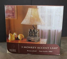 HOME TRENDS 3 MONKEY ACCENT LAMP OPEN BOX 13-3/4"