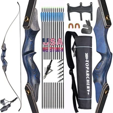 Hunting 60" Takedown Recurve Bow for RH Wooden Riser 25-50lbs Archery Arrows