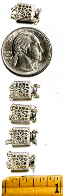 5 pc. Sterling Silver Double Strand Hollow Flower Box Jewelry Clasp
