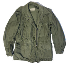 Vtg 60s Military Coat Mans Cotton Wind Resistant Sateen OG 107 USAF Small Reg