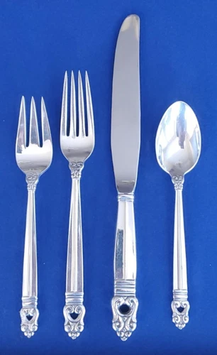 Intl Silver Royal Danish Sterling Silver Flatware 4 Piece Place Setting No Mono