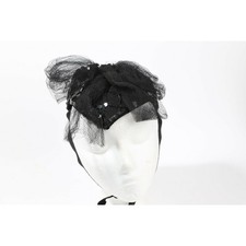 Black Lace Sequin Bow Headband Fascinator Hat Vintage Chic Bridal Party Set