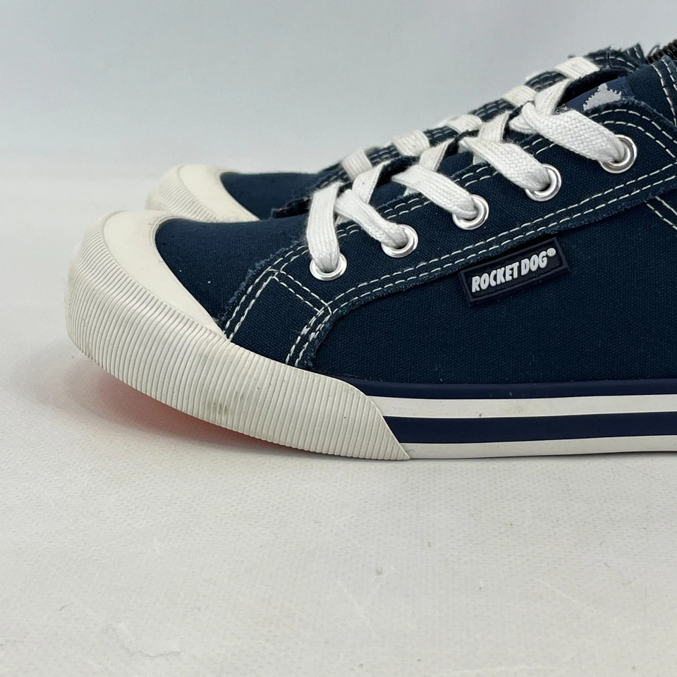 Rocket Dog Trainers Navy Blue & White Plush Foam Comfort Canvas Plimsole UK 6 - Image 3 of 4