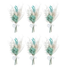 6 Pcs Mini Pampas Grass Dried Flower Bouquet Boho DIY Gift Blue Green