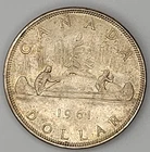 1961 CANADIAN SILVER ONE DOLLAR ELIZABETH II