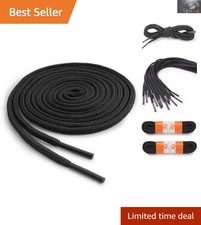Versatile 34" Round Laces - 2 Pair Pack Black Athletic Shoelaces for Men