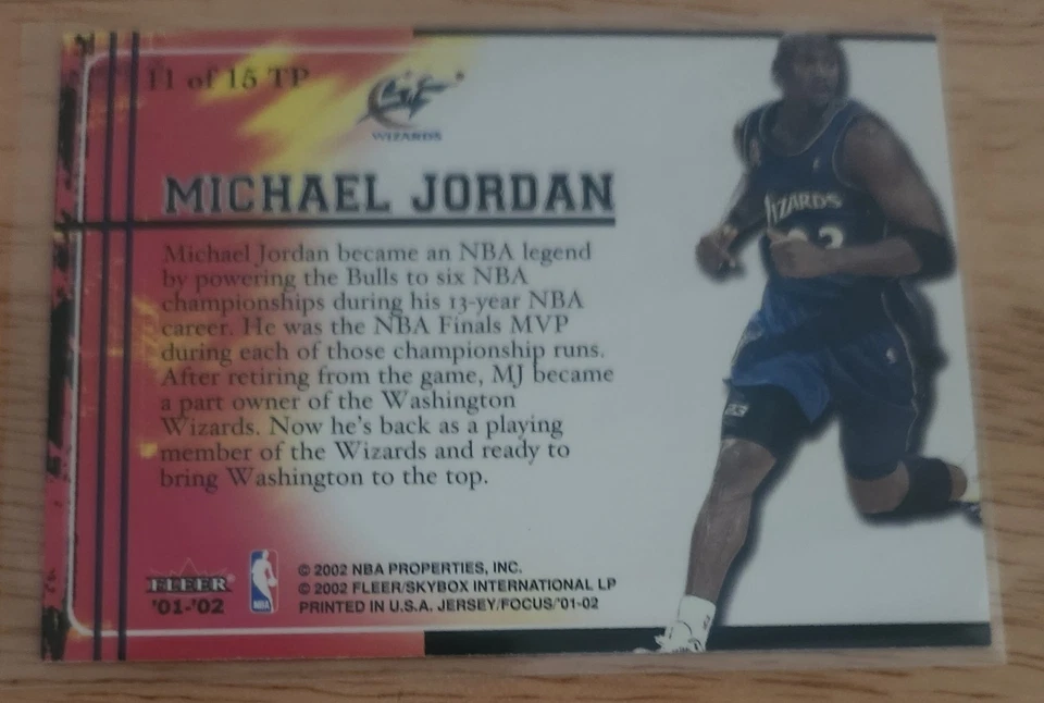 2001-02 Fleer Focus MICHAEL JORDAN Trading Places Jersey Edition #11 of 15TP  🐐 - Image 2 of 2