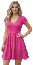 The Impeccable Pig Mini Dress Womens Medium Pink Floral Short Sleeve Coquette