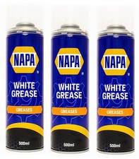 3x NAPA High Performance White Lithuim Grease 500ml Lubrication Spray Aerosol