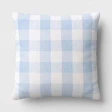 16" x 16" Woven Cotton Throw Pillow Room Essentials Pinstriped Plaid Blue White