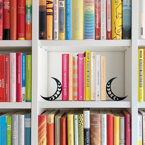 Moon Metal Bookends Moon Phase Decor Moon Book Ends for Shelves Bookshelf - Picture 4 of 8