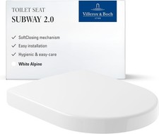 Villeroy & Boch Subway 2.0 Compact Soft Closing Toilet Seat, White Alpine