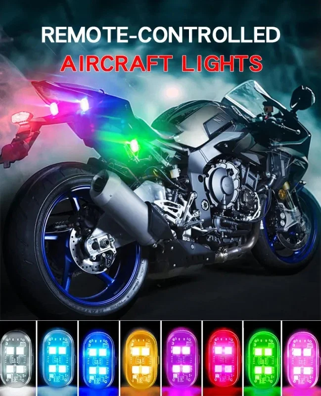 2/4/6Pcs Wireless RGB LED Strobe Light W/ Remote Control For Car Bike Motorcycle - Image 3 of 4