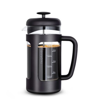 French Press Kaffee-Teekocher mit Borosilikatglas, weicher Griff