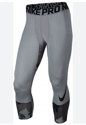 Men's Nike Pro 3/4 Compression Running Tights Black Gray Small
