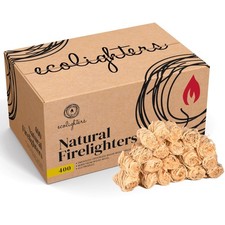 400 Natural Firelighters for Stoves, BBQ, Pizza Oven & Fire Pit - Eco Friendly 0.08 per lighter