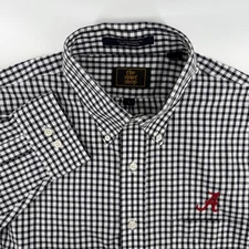 The Shirt Shop Mens Large Gingham Button Down Shirt Long Sleeve Embroidered A