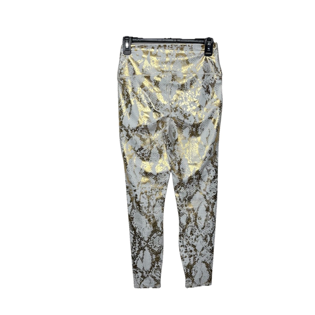 Carbon38 Gold Metallic Animal Snake Skin Print Athletic Leggings and Bra Sz L View 4
