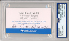 DR JAMES ANDREWS SIGNED BUSINESS CARD PSA DNA COA AUTOGRAPH TOMMY JOHN SURGEON