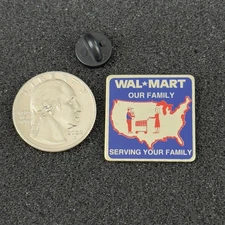 Wal-Mart Walmart Our Family Serving Your Family Silver Tone Pin Pinback #51343