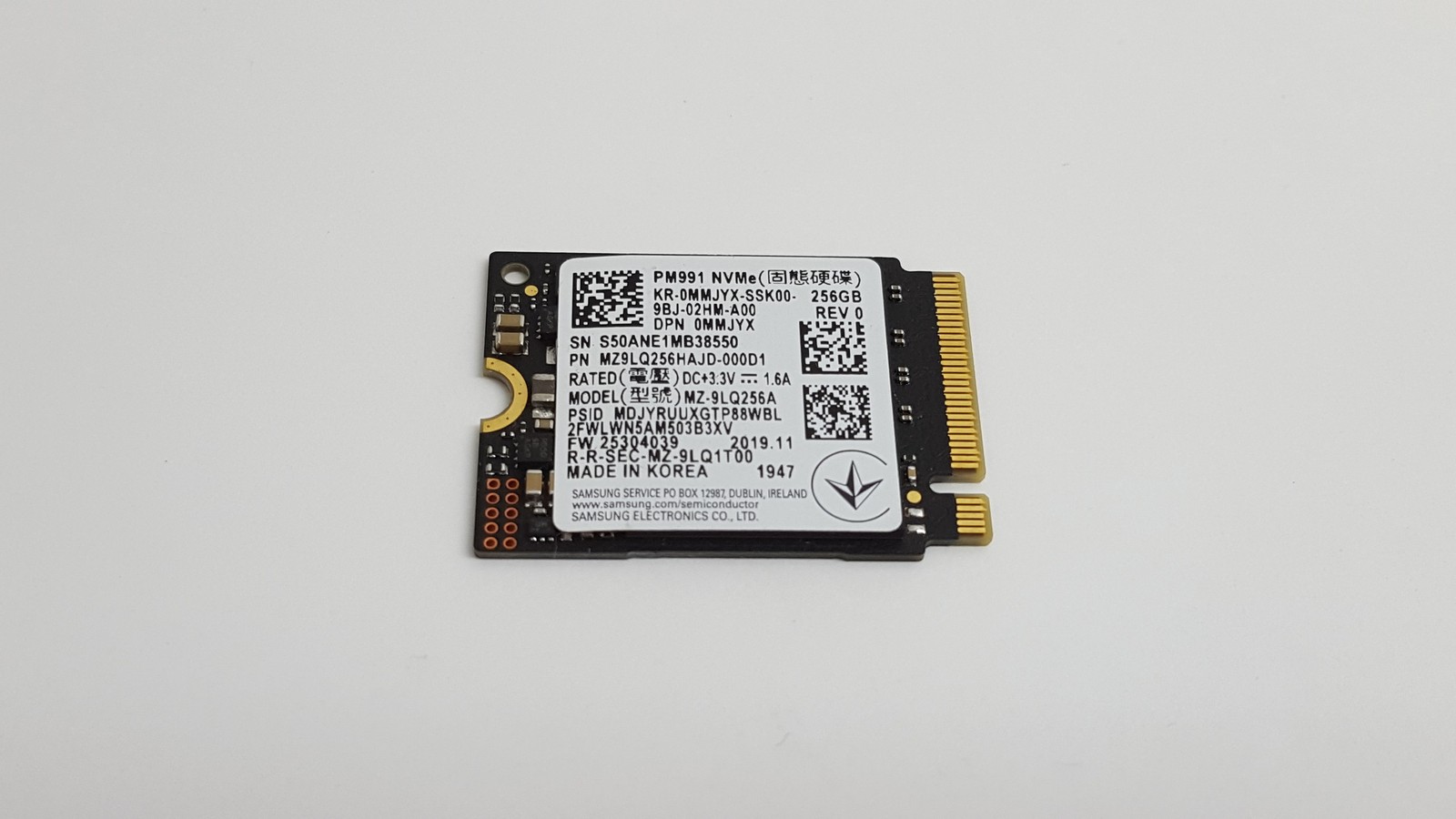 Samsung PM991 MZ-9LQ256A 256 GB NVMe 30mm Solid State Drive. Available Now for $19.99