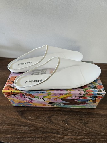 Cascanueces Jeffrey Campbell Blanco Plano Para Mujer Talla 10 Malla Mules Ballet Nuevo con Caja - Imagen 1 de 8