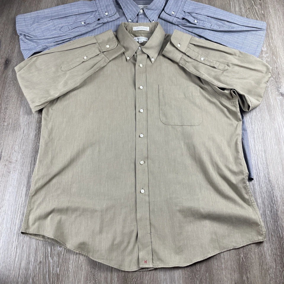 Лот из 2 винтажных классических рубашек Hathaway из широкой ткани на пуговицах размер 17–34 - Изображение 4 из 4