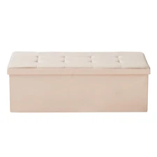 Uimoso Foldable Storage Ottoman Bench with 660 lbs Capacity, Beige
