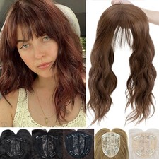 Curly Hair 100 Real as Human Topper Toupee Clip in Hairpiece Natural Top Bangs